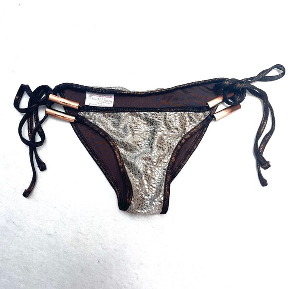 Beach Bunny Metallic Gold side tie 2 pc swimsuit - Picture 3 of 16